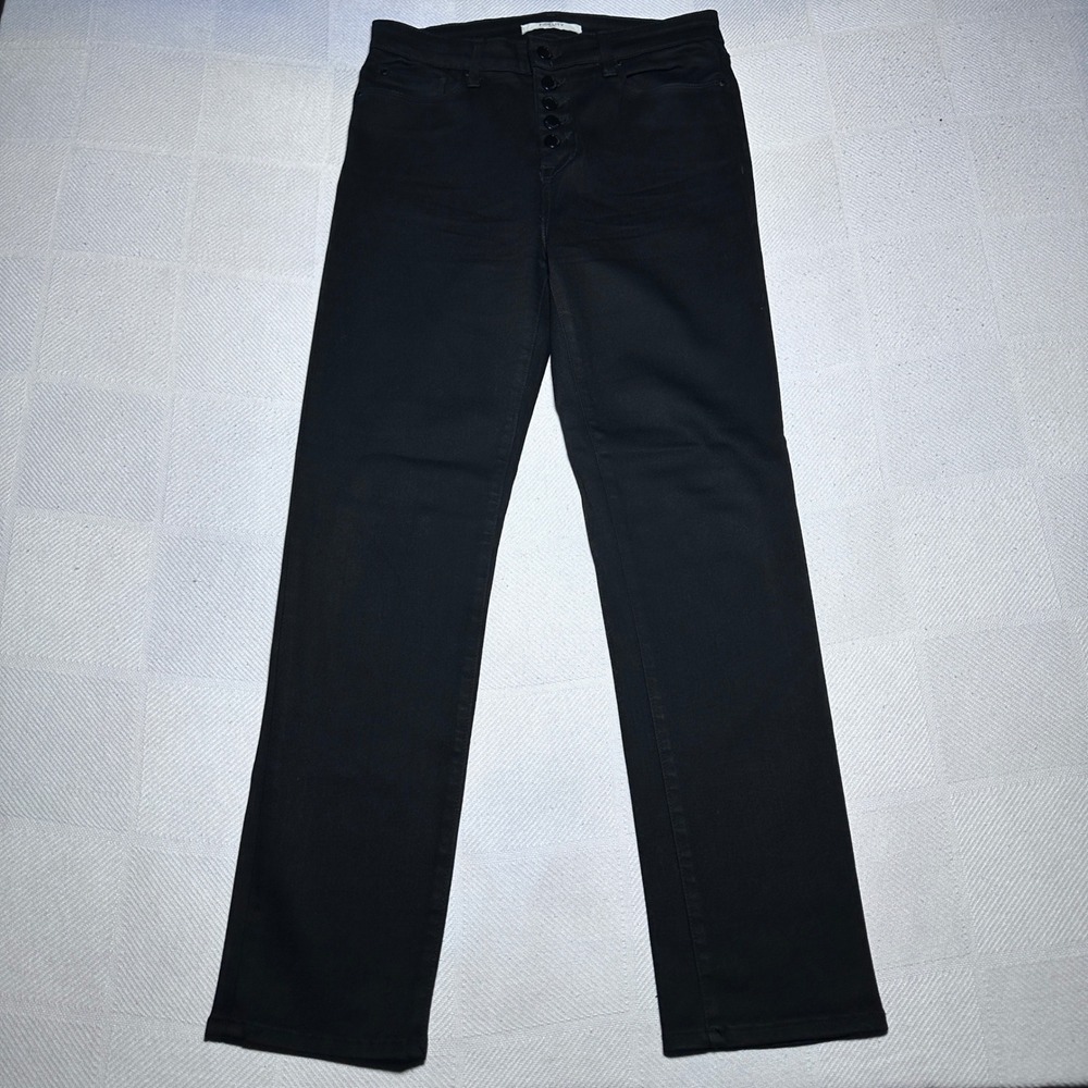 Fidelity Denim Cher Jeans Womens 28 High Rise Button Fly Straight Leg Jett Black